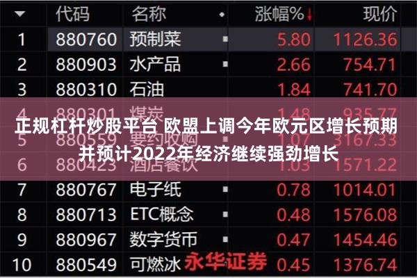 正规杠杆炒股平台 欧盟上调今年欧元区增长预期 并预计2022年经济继续强劲增长
