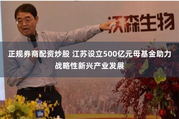 正规券商配资炒股 江苏设立500亿元母基金助力战略性新兴产业发展