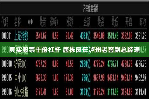 真实股票十倍杠杆 唐栋良任泸州老窖副总经理