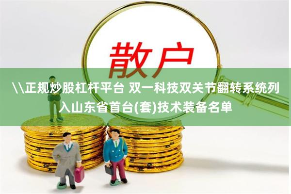 \正规炒股杠杆平台 双一科技双关节翻转系统列入山东省首台(套