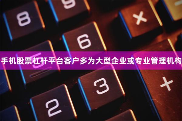 手机股票杠杆平台客户多为大型企业或专业管理机构
